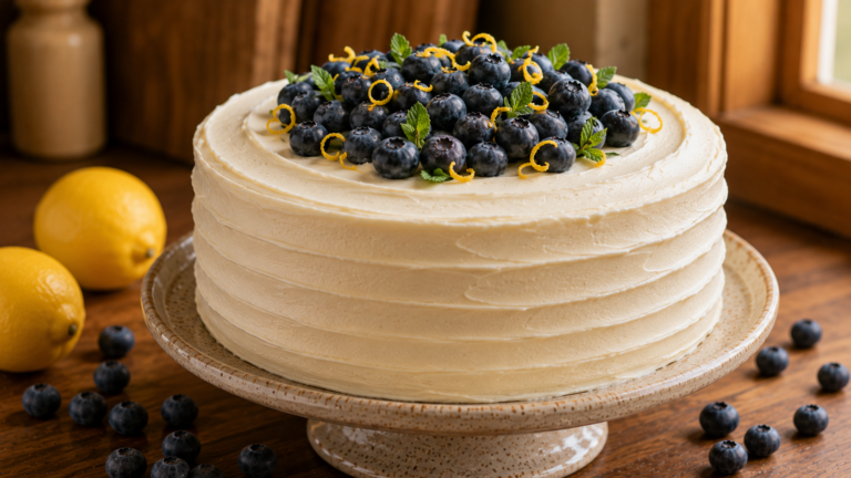Zesty Blueberry Cake with Lemon Cream Cheese Frosting