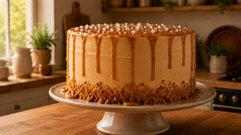 Glazed Salted Caramel Cake With Velvety Buttercream Layers