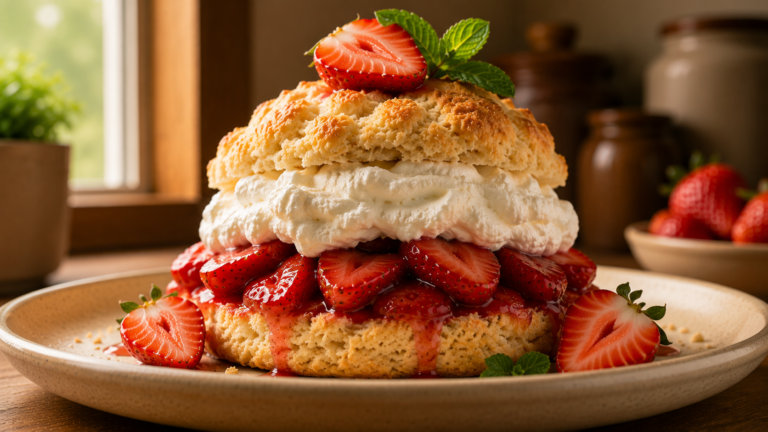 Classic Fresh Strawberry Shortcake with Whipped Cream