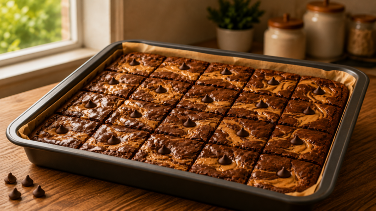 Gooey Peanut Butter Brownies Swirled with Creamy Peanut Ribbons
