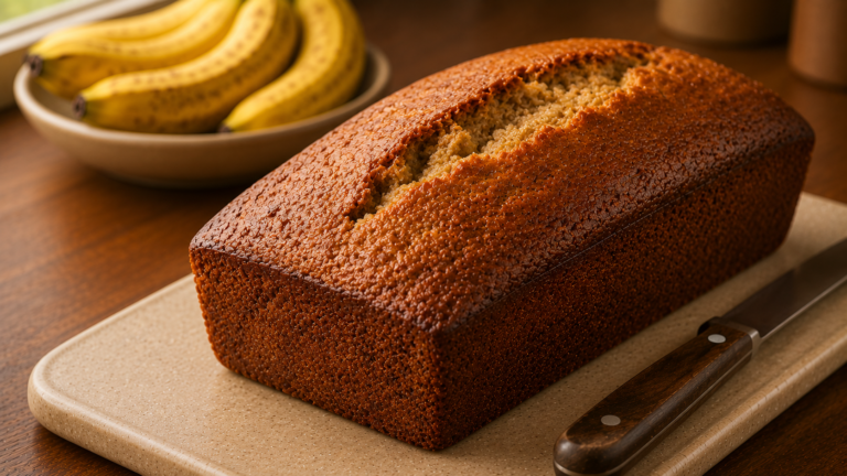 Soft Golden Homemade Banana Bread Ricetta with a Tender, Moist Crumb