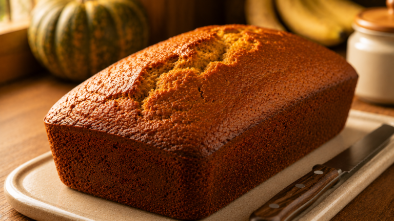 Spiced Pumpkin Banana Bread with a Moist Autumn Crumb