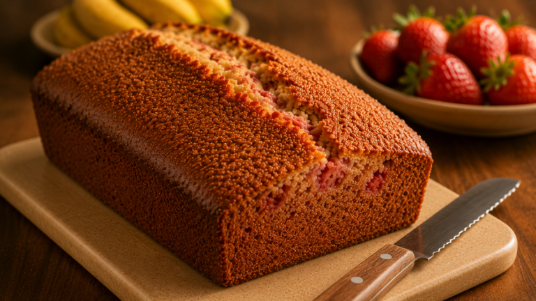 Juicy Strawberry Banana Bread with a Soft Golden Crumb