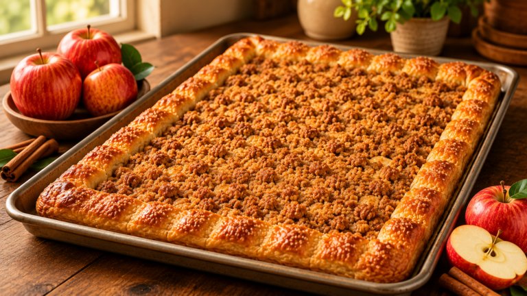 Flaky Cinnamon Apple Slab Pie with a Brown Sugar Crumble