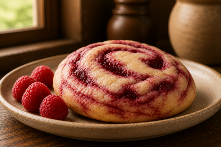 Buttery Raspberry Cheesecake Cookies with a Swirled Fruity Center