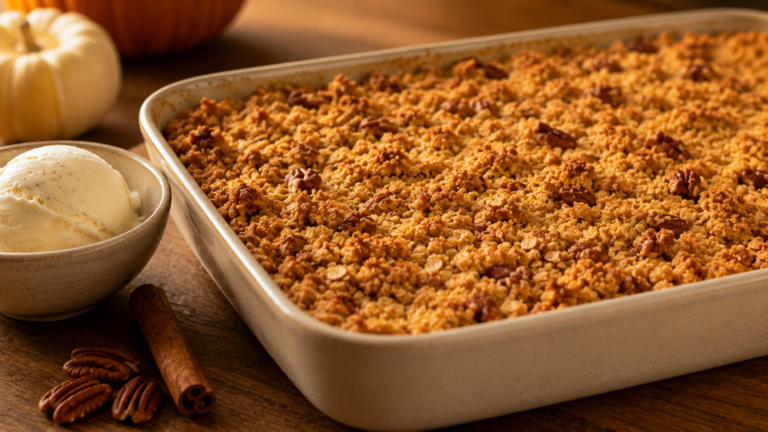 Cozy Pumpkin Pie Crisp with a Buttery Oat Streusel Top