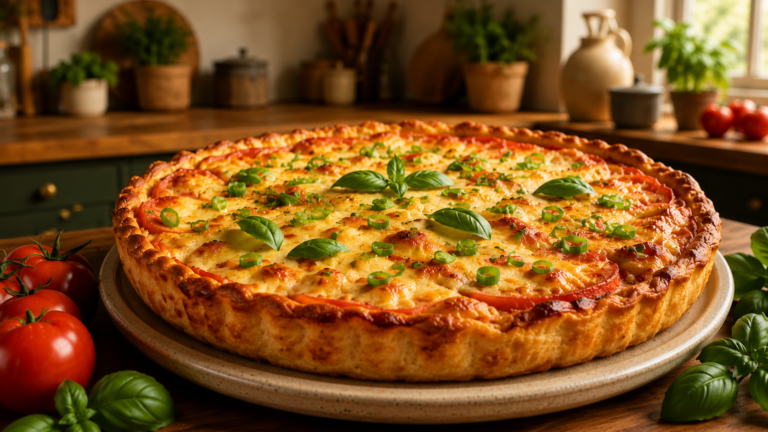 Savory Southern Tomato Pie with Sharp Cheddar and Flaky Butter Crust