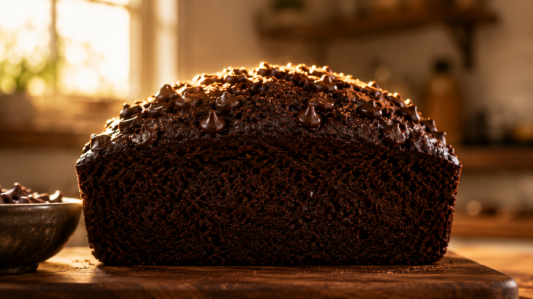 Double Chocolate Zucchini Bread with Fudgy Brownie Crumb
