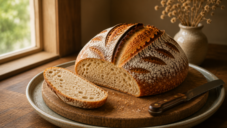 Crusty Tangy Sourdough Bread Made with a Live Starter