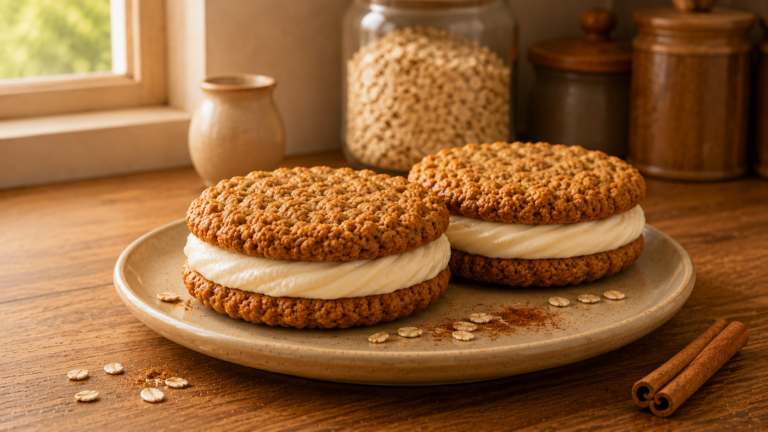 Chewy Homemade Oatmeal Cream Pies With Vanilla Buttercream