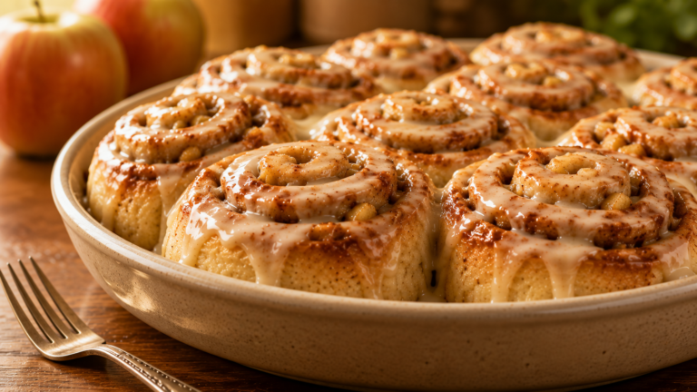 Gooey Apple Cinnamon Rolls with a Caramelized Glaze