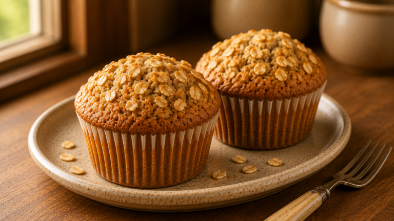 Hearty Banana Oatmeal Muffins with Wholesome Rolled Oats Inside