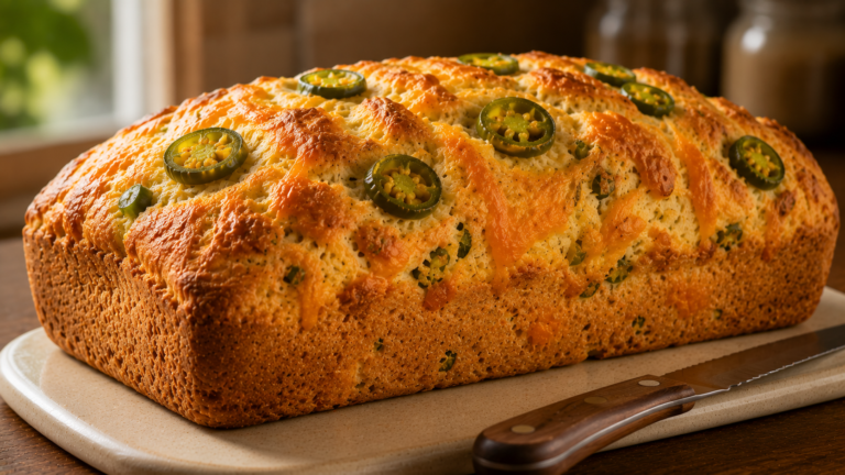 Spicy Jalapeno Cheddar Bread with Melty Cheese and Golden Crust