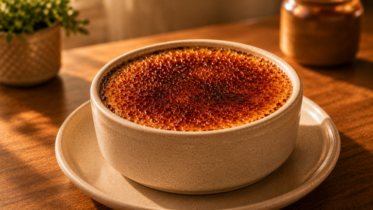 Individual Creme Brulee French Toast with a Torched Sugar Crust