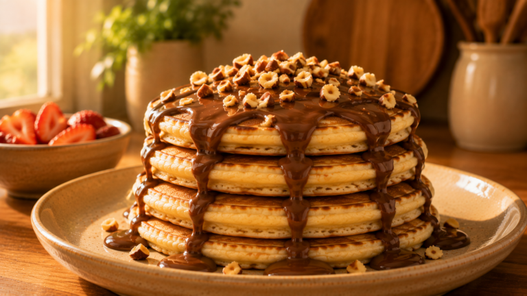 Gooey Nutella Pancakes Recipe with a Warm Molten Hazelnut Center