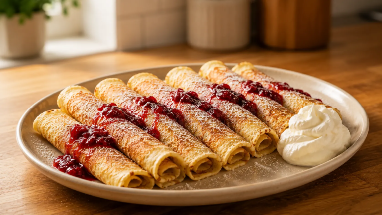 Paper-Thin Swedish Pancakes Rolled with Sweet Lingonberry Jam