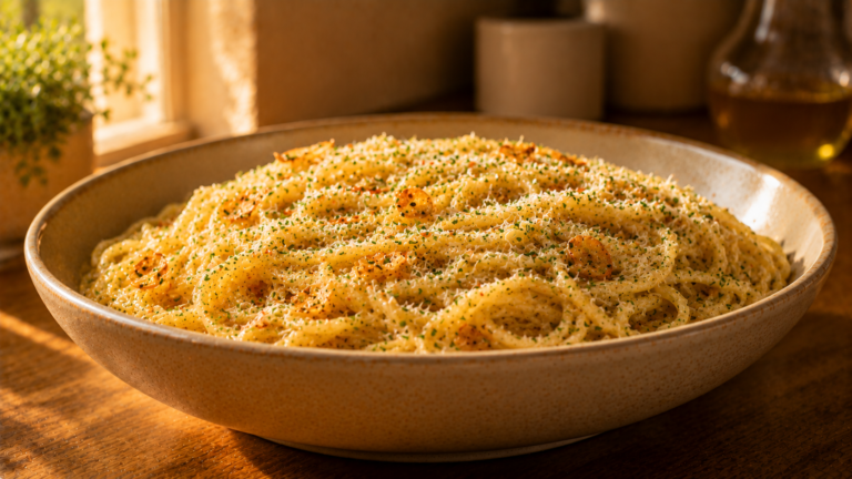 Simple Brown Butter Garlic Pasta with Parmesan and Lemon Zest