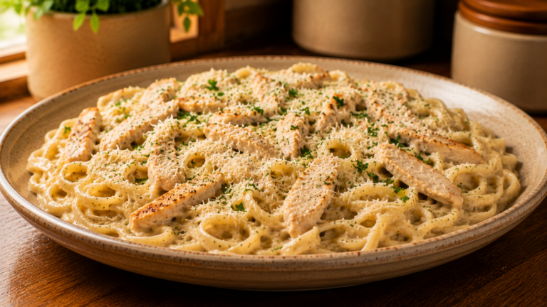 Velvety Garlic Parmesan Chicken Alfredo Pasta in Under 30 Minutes